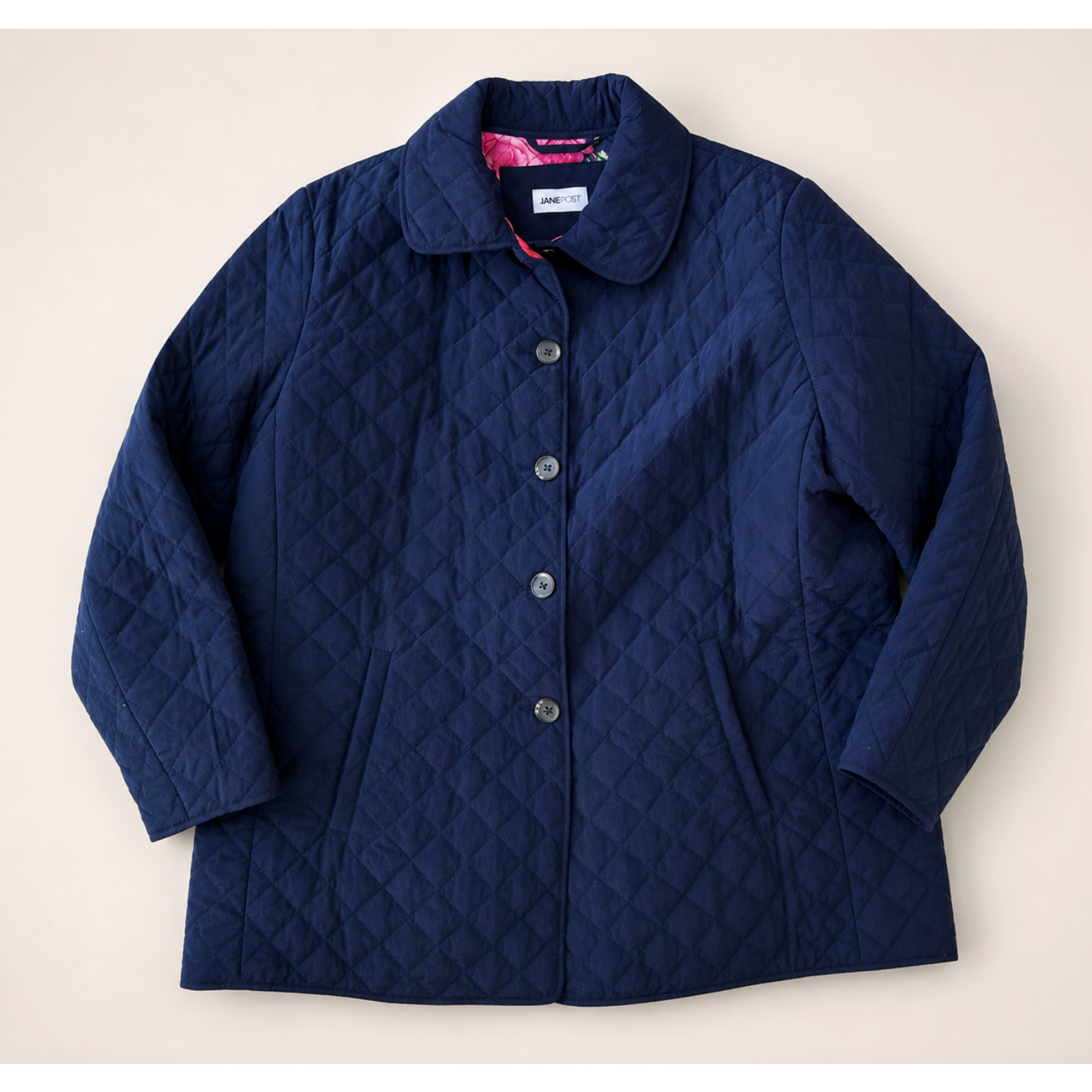 Nwt Jane Post Blue Quilted Floral Lining Jacket $340 Plus Size 1x — image 5 of 8
